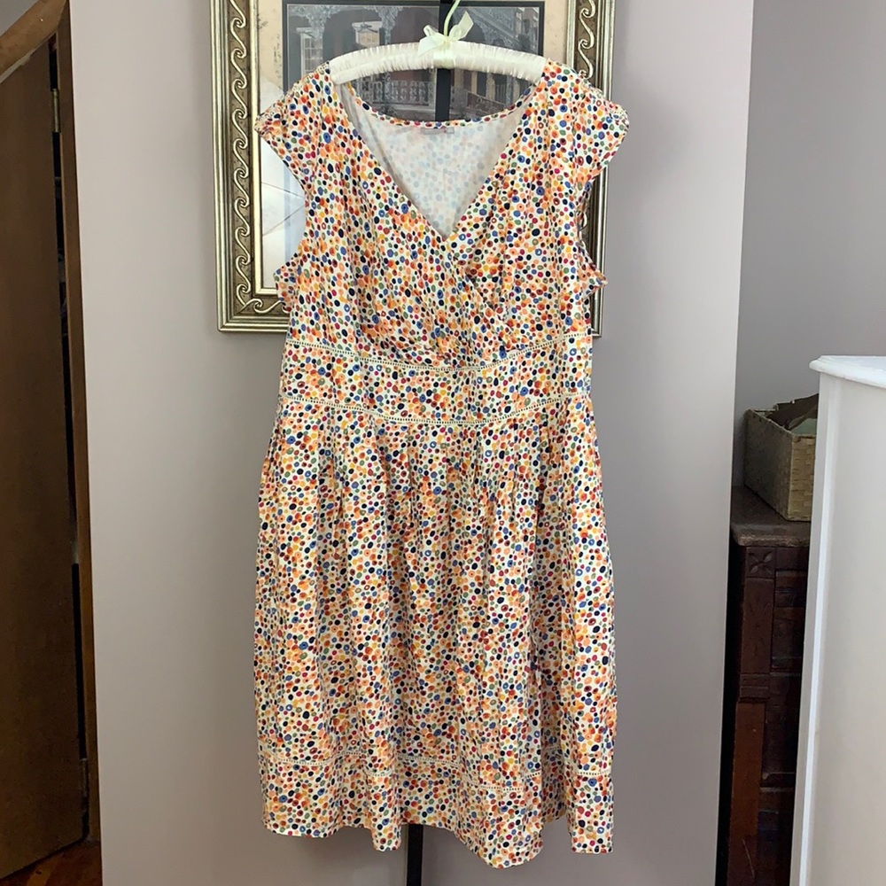 eShakti Cotton Print Cap Sleeve Dress Sz 6X